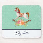 Vintages Rockpferd mit Blumenstrauß Mousepad (Vorne)