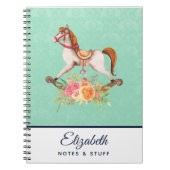 Vintages Rockpferd mit Blumenstrauß Notizblock (Vorderseite)
