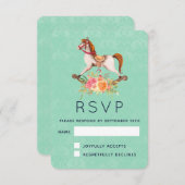 Vintages Rockpferd mit Blumenstrauß RSVP Karte (Vorne/Hinten)