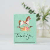 Vintages Rockpferd und BlumenBouquet Vielen Dank Postkarte (Stehend Vorderseite)