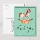 Vintages Rockpferd und BlumenBouquet Vielen Dank Postkarte (Vorne/Hinten)
