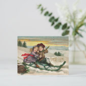 Vintages Rodeltier Postkarte (Stehend Vorderseite)