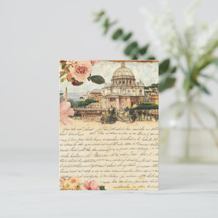 Vintages Rom Briefe Blumenkunst Postkarte