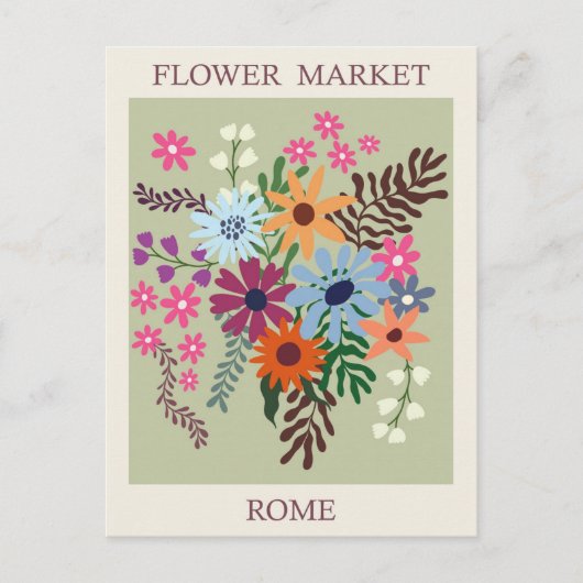 Vintages Rom Italien Blume Postkarte (Vorderseite)
