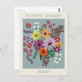 Vintages Rom Italien Blume Postkarte (Vorne/Hinten)