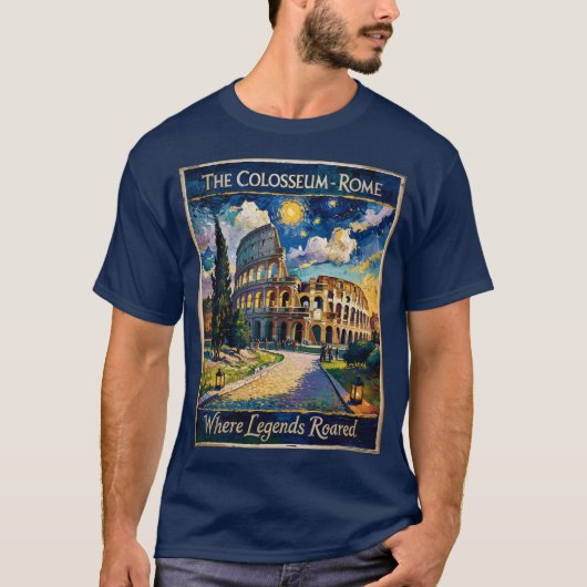 Vintages Rom Kolosseum Starry Night Impressionist T-Shirt (Vorderseite)