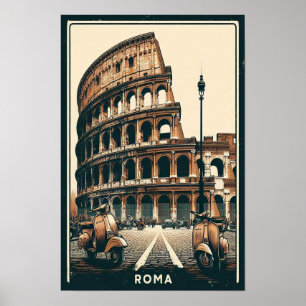 Vintages Rom Vespa und Kolosseum Poster