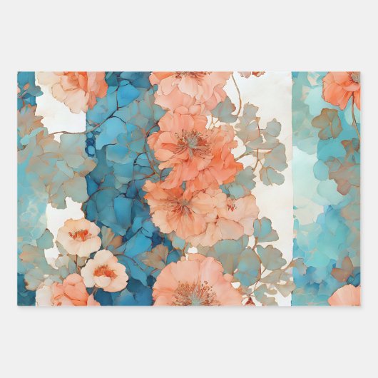 Vintages romanisches Blumenportrait Geschenkpapier Set (Vorderseite 3)