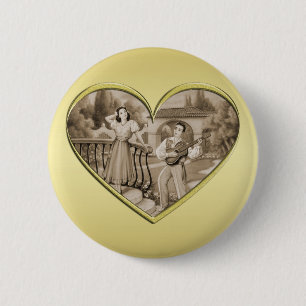 Vintages romanisches Ehepaar, Mann und Frau, Gold Button