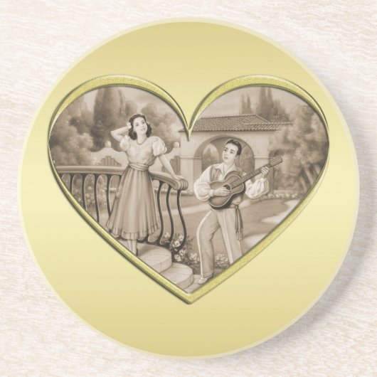 Vintages romanisches Ehepaar, Mann und Frau, Gold Getränkeuntersetzer (Vorne)