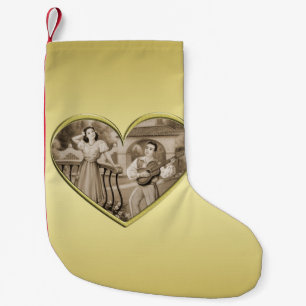 Vintages romanisches Ehepaar, Mann und Frau, Gold Kleiner Weihnachtsstrumpf