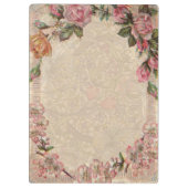 Vintages romanisches Paar: Antike Rose Girly Liebe Klemmbrett (Rückseite)