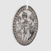 Vintages romanisches Paar: Antike Rose Girly Liebe Ornament (Vorderseite)