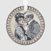 Vintages romanisches Paar: Antike Rose Girly Liebe Ornament (Rückseite)