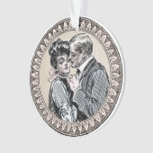 Vintages romanisches Paar: Antike Rose Girly Liebe Ornament (Vorderseite)