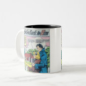 Vintages Romantisches Comic der 50er Jahre Zweifarbige Tasse (Vorderseite Links)
