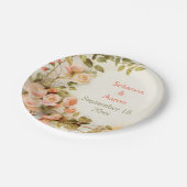 Vintages romantisches Gemälde von Rose Hochzeit Pappteller (Schrägansicht)