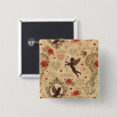 Vintages romantisches Muster Cupids (10) Button (Vorne & Hinten)
