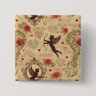 Vintages romantisches Muster Cupids (10) Button