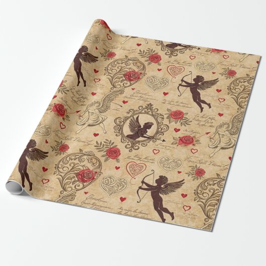 Vintages romantisches Muster Cupids (10) Geschenkpapier (Ungerollt)