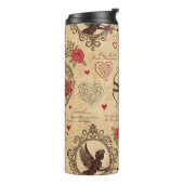 Vintages romantisches Muster Cupids (10) Thermosbecher (Nach links gedreht)