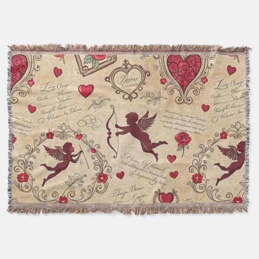 Vintages romantisches Muster Cupids (2) Decke (Vorderseite)