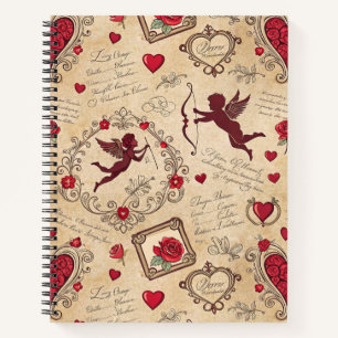 Vintages romantisches Muster Cupids (2) Notizblock