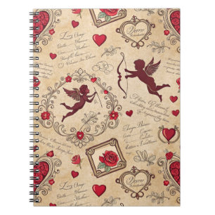 Vintages romantisches Muster Cupids (2) Notizblock