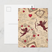 Vintages romantisches Muster Cupids (2) Postkarte (Vorne/Hinten)