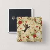 Vintages romantisches Muster Cupids (7) Button (Vorne & Hinten)