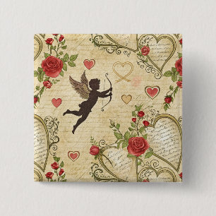 Vintages romantisches Muster Cupids (7) Button