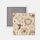 Vintages romantisches Muster Cupids (8) Magnet (Vorderseite/Rückseite)