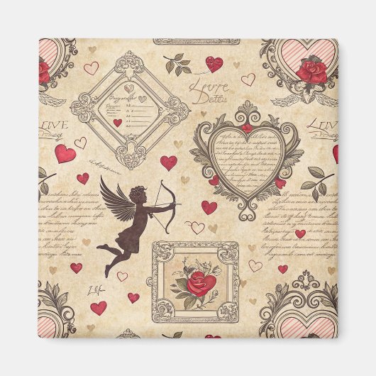 Vintages romantisches Muster Cupids (8) Magnet (Vorne)