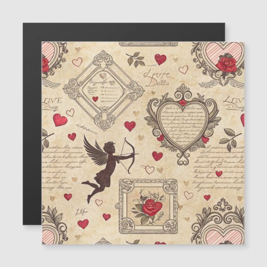 Vintages romantisches Muster Cupids (8) Magnetkarte (Vorne/Hinten)
