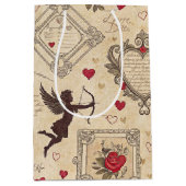 Vintages romantisches Muster Cupids (8) Mittlere Geschenktüte (Vorderseite)
