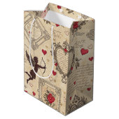 Vintages romantisches Muster Cupids (8) Mittlere Geschenktüte (Rückseite Schrägansicht)