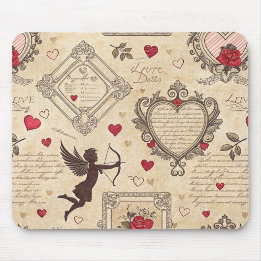 Vintages romantisches Muster Cupids (8) Mousepad (Vorne)