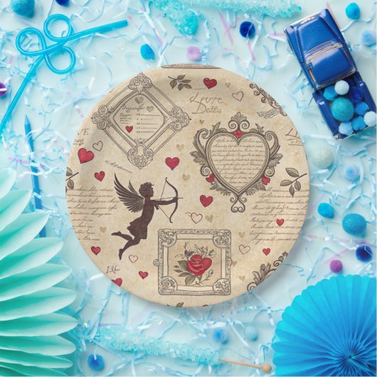Vintages romantisches Muster Cupids (8) Pappteller (Party)