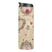Vintages romantisches Muster Cupids (8) Thermosbecher (Nach rechts gedreht)