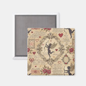 Vintages romantisches Muster Cupids (9) Magnet (Vorderseite/Rückseite)