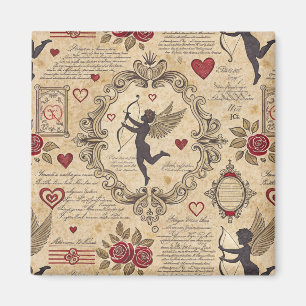 Vintages romantisches Muster Cupids (9) Magnet