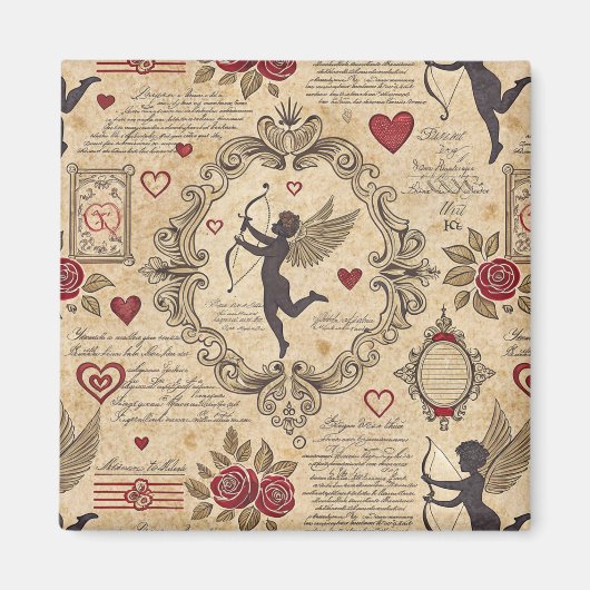 Vintages romantisches Muster Cupids (9) Magnet (Vorne)