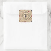 Vintages romantisches Muster Cupids (9) Quadratischer Aufkleber (Tasche)