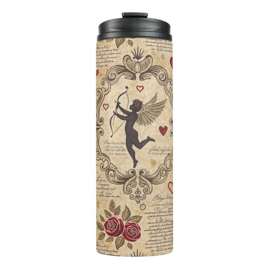 Vintages romantisches Muster Cupids (9) Thermosbecher (Vorderseite)
