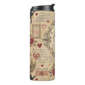 Vintages romantisches Muster Cupids (9) Thermosbecher (Nach links gedreht)