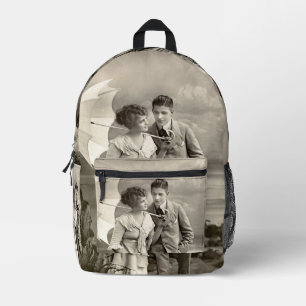 Vintages romantisches Paar mit Sonnenschirm Bedruckter Rucksack