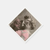 Vintages romantisches Paar Serviette (Ecke)
