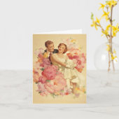 Vintages romantisches Paar und Blume Karte (Gelbe Blume)
