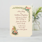 Vintages romantisches Segelboot mit Blume Einladung (Stehend Vorderseite)