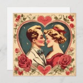Vintages romantisches Valentinstag Feiertagskarte (Vorne/Hinten)